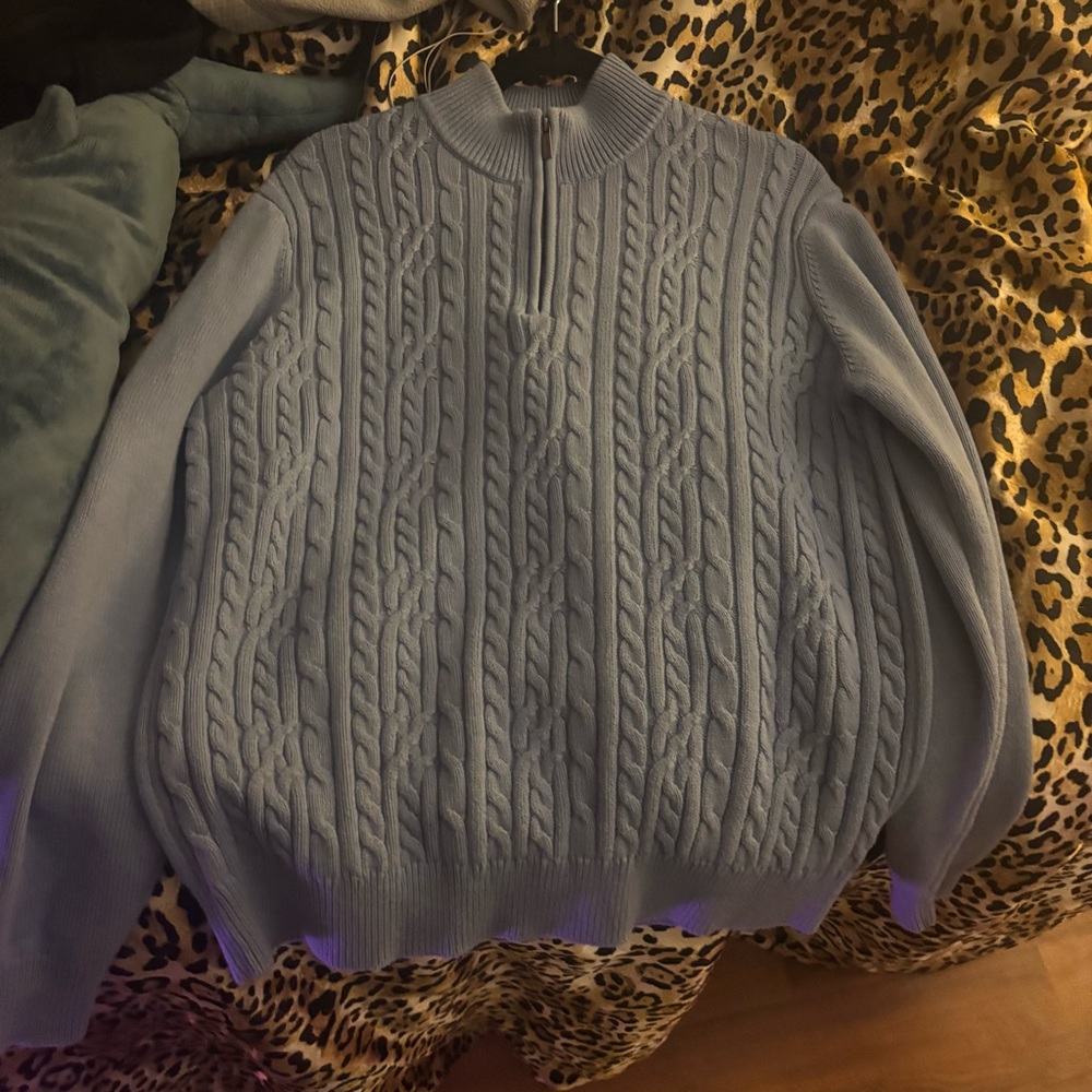 Light Blue Cable Knit Sweater